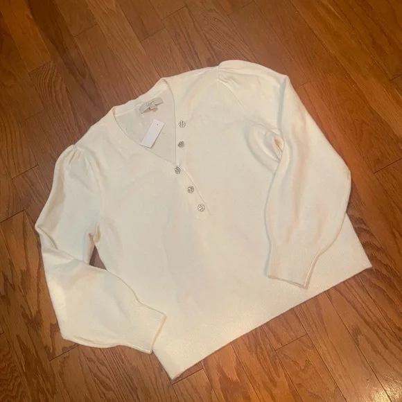 Loft Jeweled Button Sweater - Picture 7 of 9